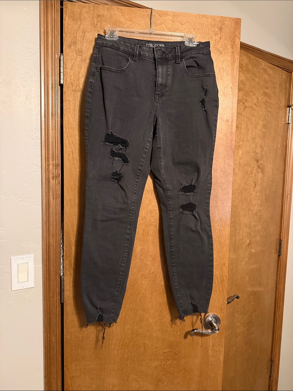Maurices Black Distressed Skinny Jeans